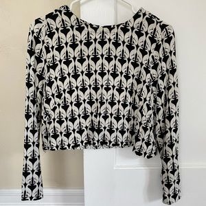 Art Deco inspired greyhound print cropped blouse XS